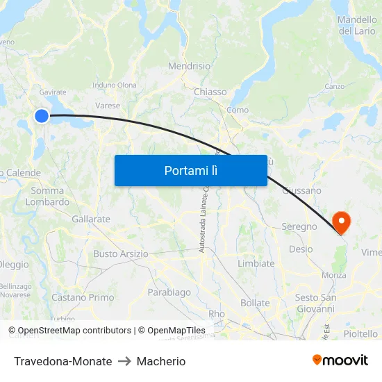 Travedona-Monate to Macherio map