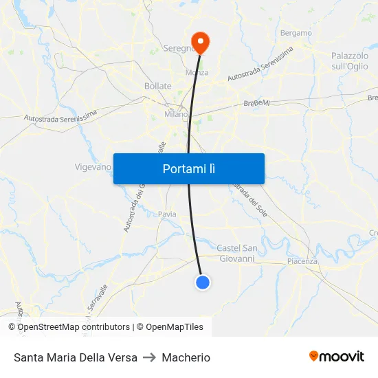 Santa Maria Della Versa to Macherio map