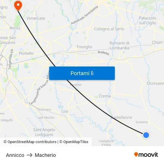 Annicco to Macherio map