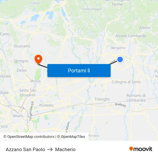 Azzano San Paolo to Macherio map