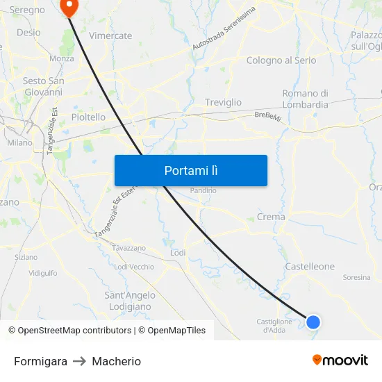 Formigara to Macherio map