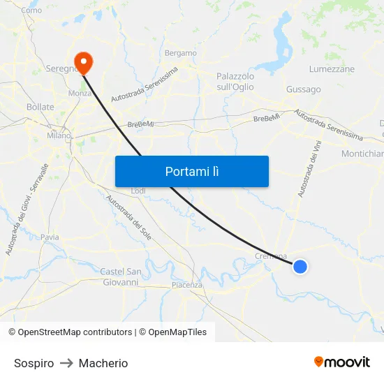Sospiro to Macherio map