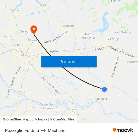 Pozzaglio Ed Uniti to Macherio map