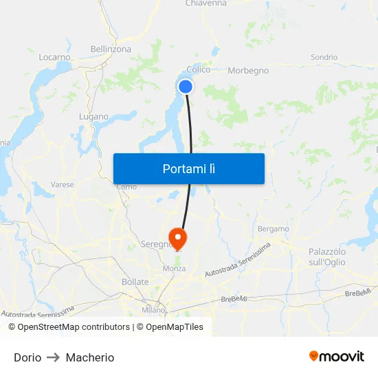 Dorio to Macherio map