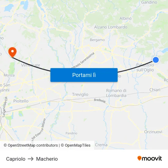 Capriolo to Macherio map