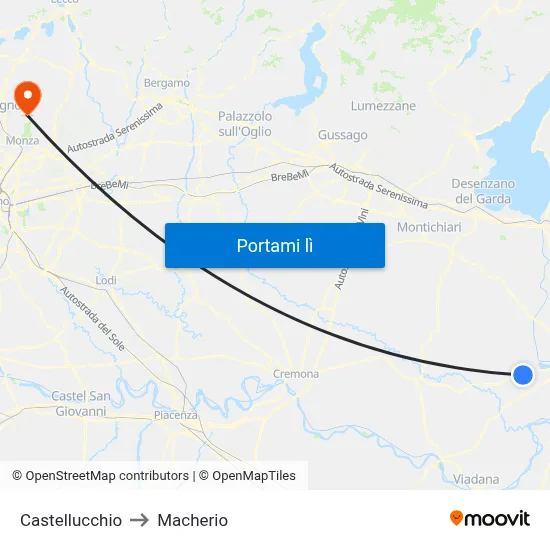 Castellucchio to Macherio map
