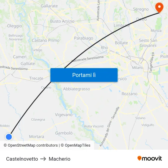 Castelnovetto to Macherio map