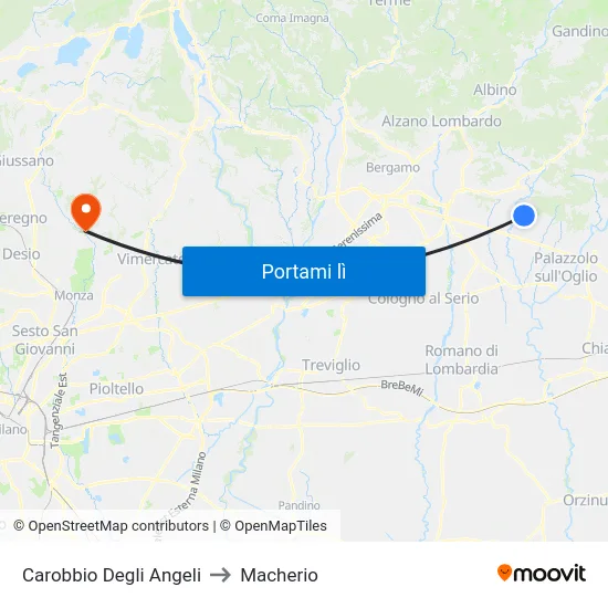 Carobbio Degli Angeli to Macherio map