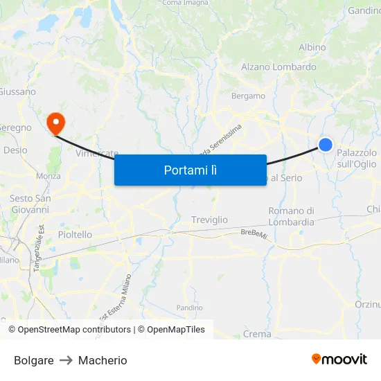 Bolgare to Macherio map