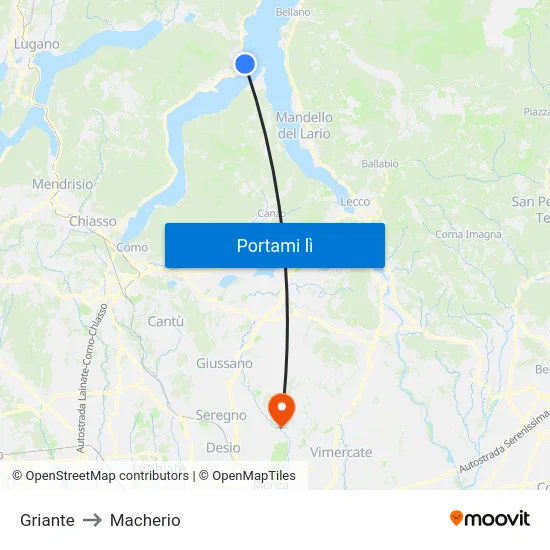 Griante to Macherio map