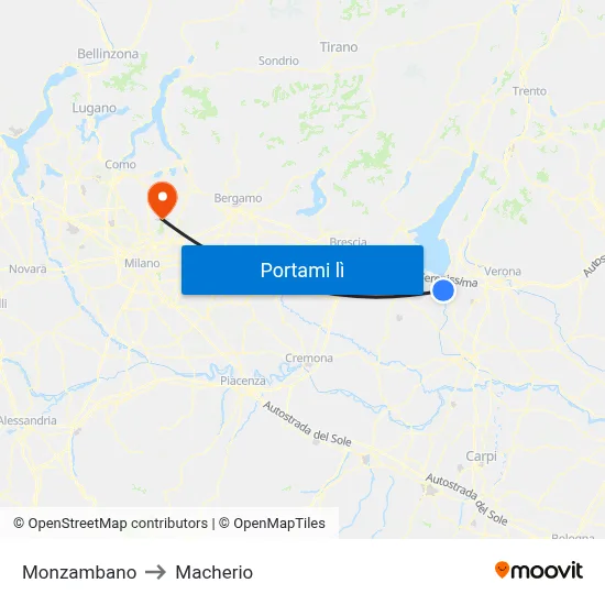 Monzambano to Macherio map