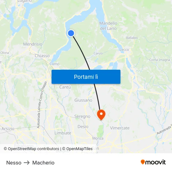 Nesso to Macherio map
