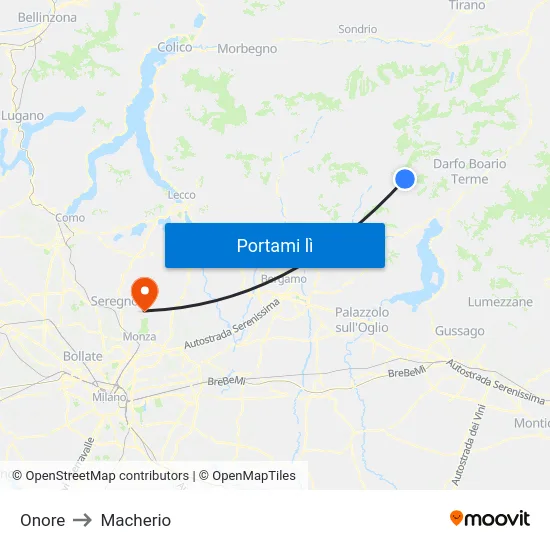 Onore to Macherio map