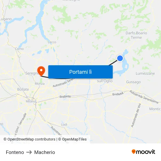 Fonteno to Macherio map
