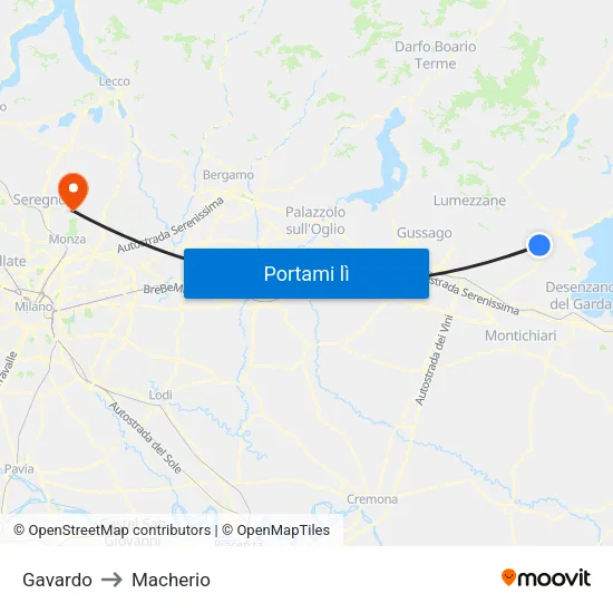 Gavardo to Macherio map