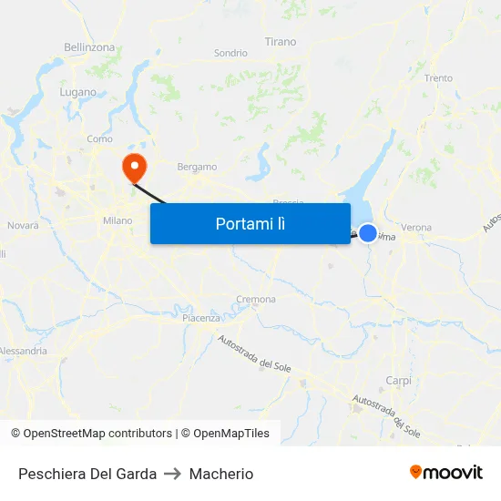 Peschiera Del Garda to Macherio map