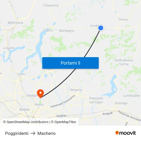 Poggiridenti to Macherio map