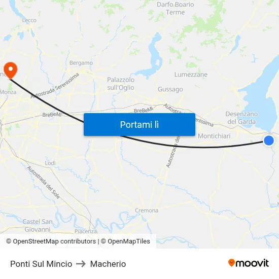 Ponti Sul Mincio to Macherio map
