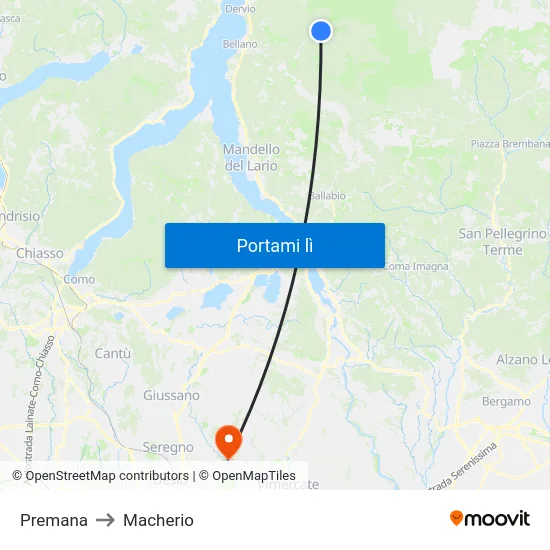 Premana to Macherio map