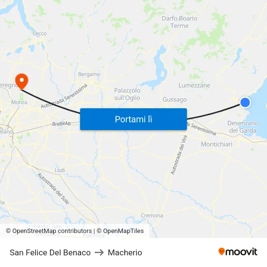 San Felice Del Benaco to Macherio map