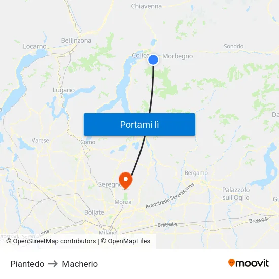 Piantedo to Macherio map