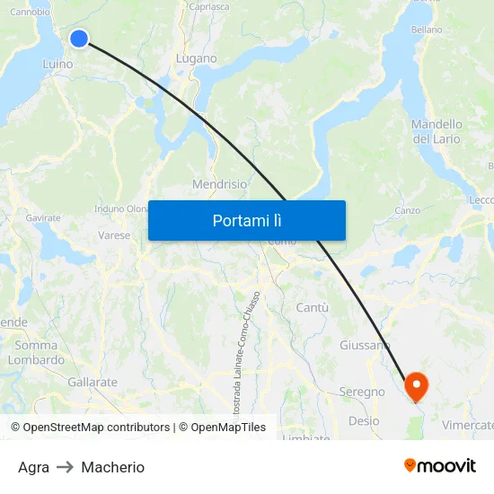Agra to Macherio map