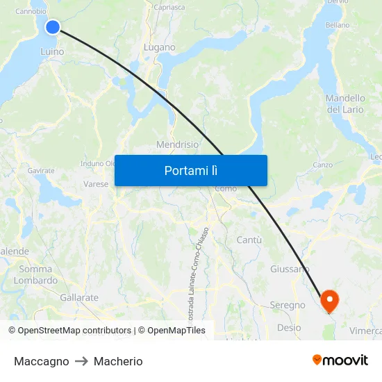 Maccagno to Macherio map