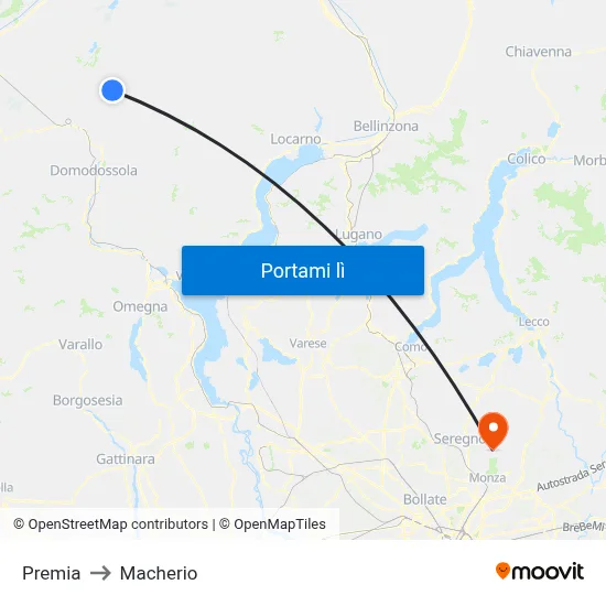 Premia to Macherio map