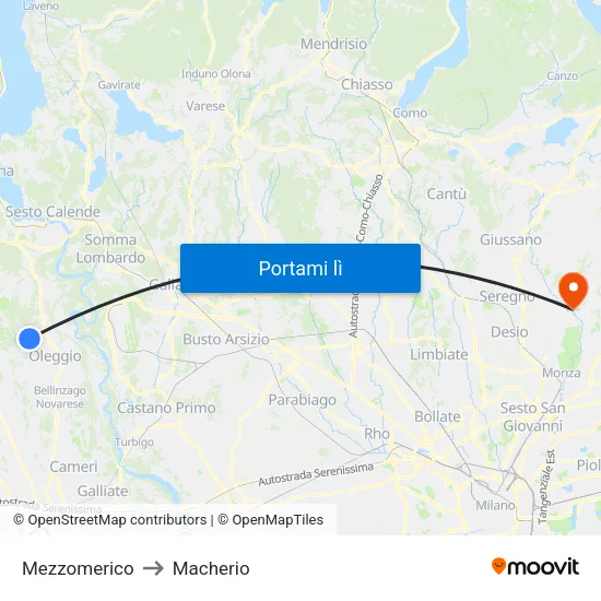 Mezzomerico to Macherio map