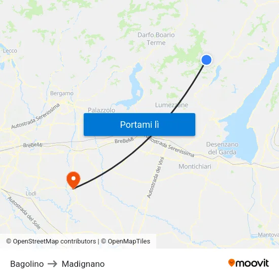 Bagolino to Madignano map