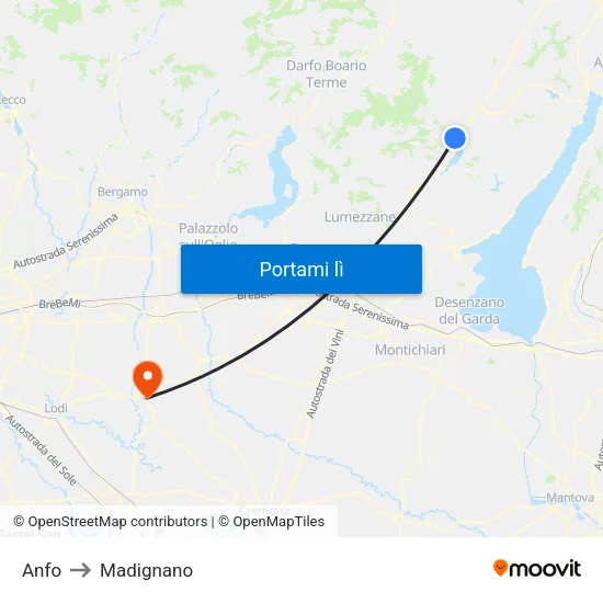 Anfo to Madignano map
