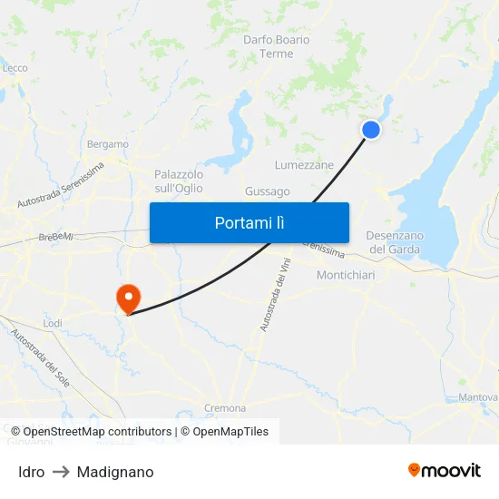 Idro to Madignano map