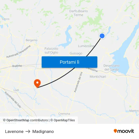 Lavenone to Madignano map