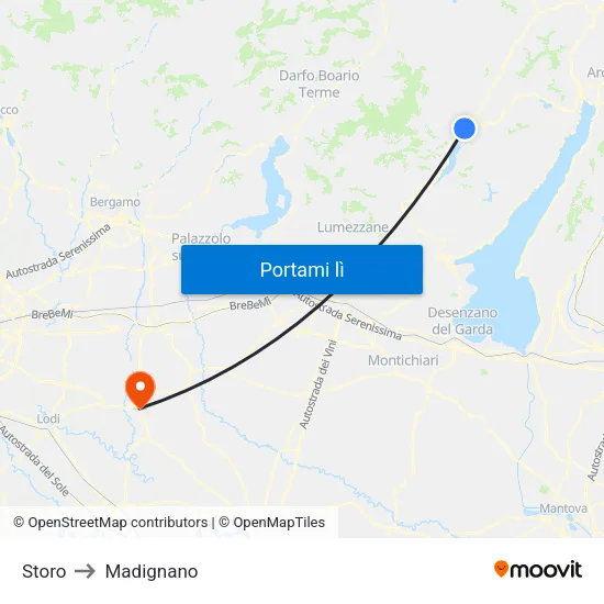 Storo to Madignano map