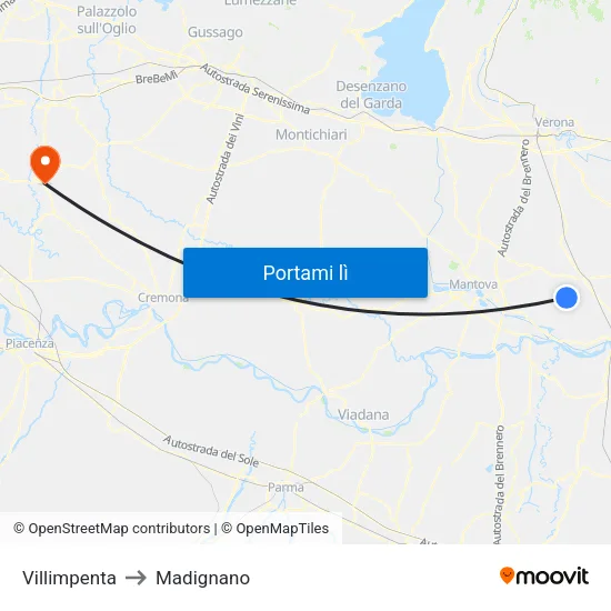 Villimpenta to Madignano map