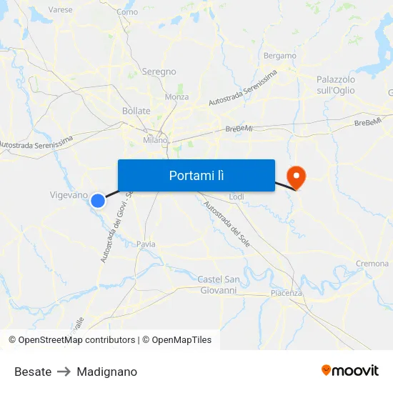 Besate to Madignano map