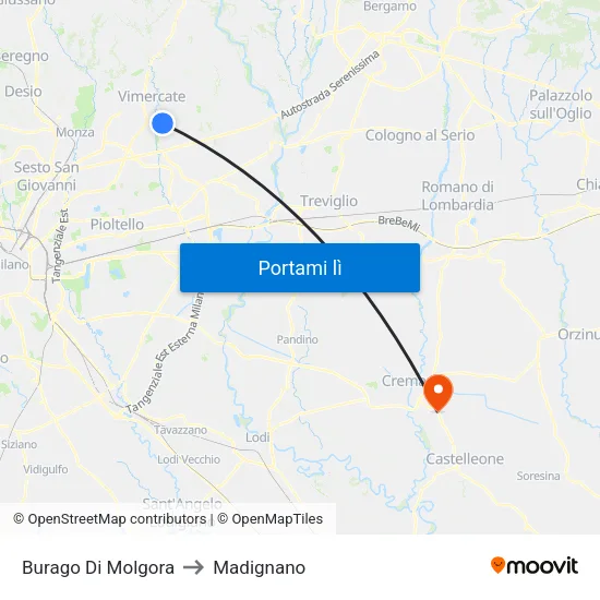 Burago Di Molgora to Madignano map