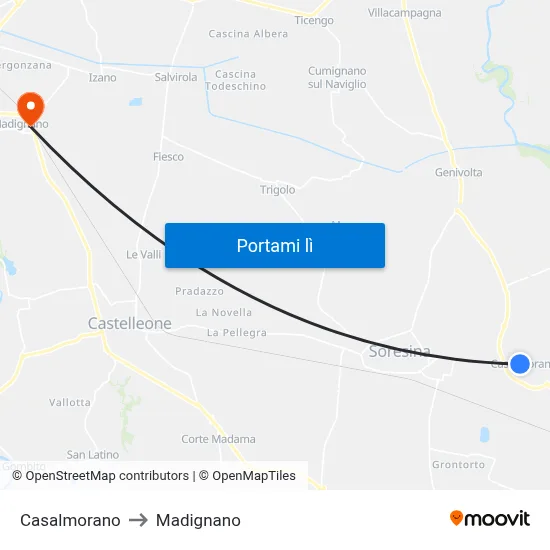 Casalmorano to Madignano map