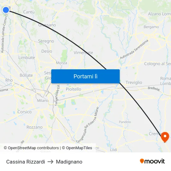 Cassina Rizzardi to Madignano map