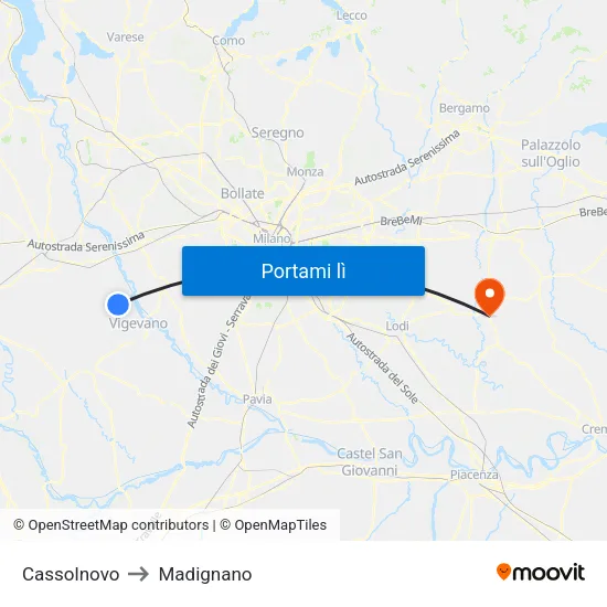 Cassolnovo to Madignano map