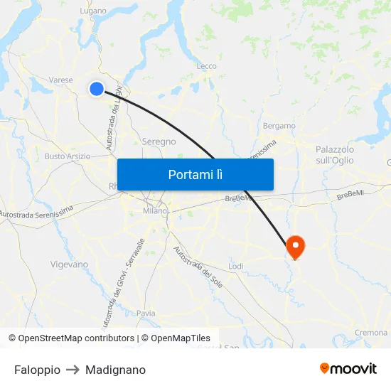 Faloppio to Madignano map