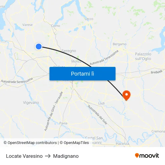 Locate Varesino to Madignano map