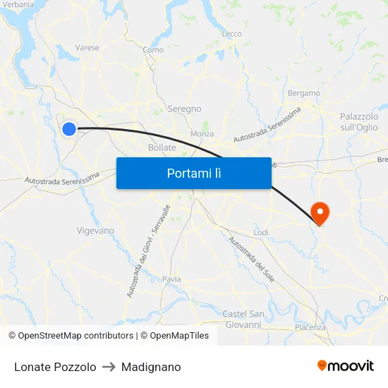 Lonate Pozzolo to Madignano map