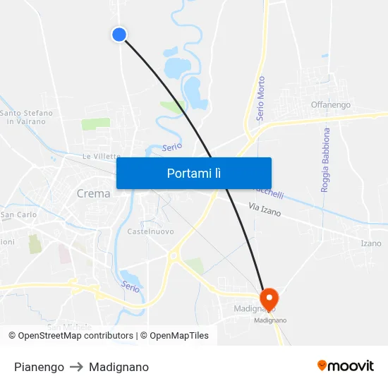 Pianengo to Madignano map