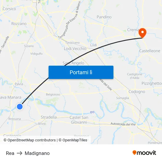 Rea to Madignano map