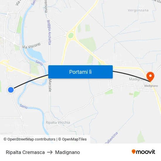 Ripalta Cremasca to Madignano map
