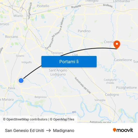 San Genesio Ed Uniti to Madignano map