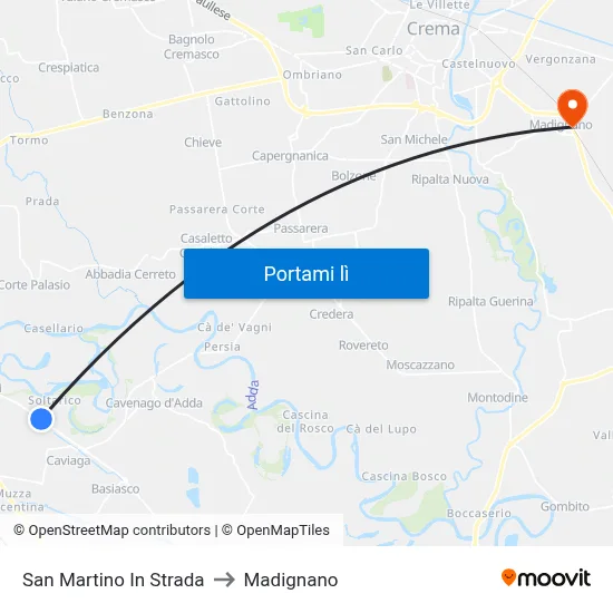 San Martino In Strada to Madignano map