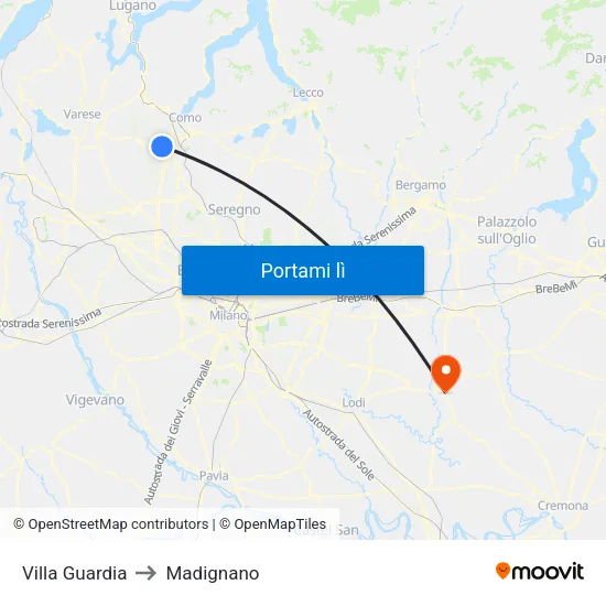 Villa Guardia to Madignano map
