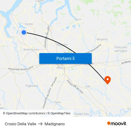 Crosio Della Valle to Madignano map